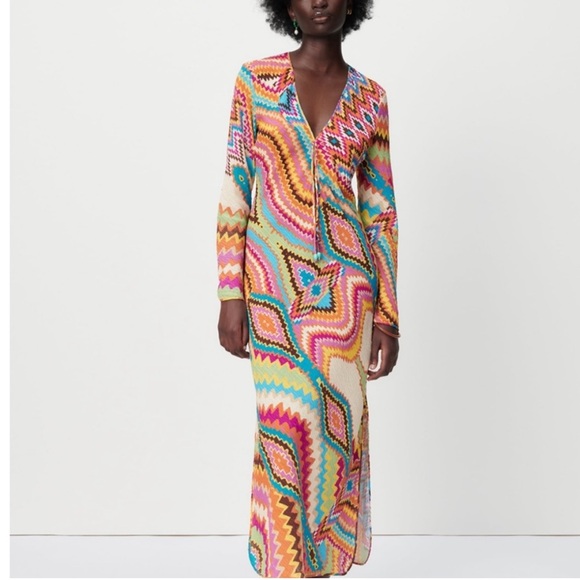 NWTs ZARA Sz S a gorgeous, long sleeve, sexy, romantic, bohemian maxi dress - Picture 2 of 11